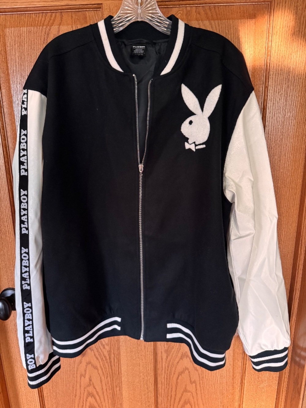 Playboy Varsity Jacket Black/White Mens Size Large